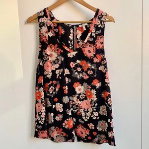 Joie Silk Black Floral Tank Top